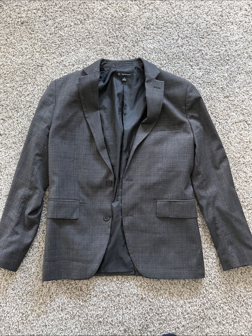 INC International Concepts Dark Gray Two-Button Sport Coat